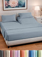 Split Head King Sheet Set – 4 Piece Flex Split Top King Sheets for Adjustable Beds - Fits 14” to 16" Mattress w/ Deep Pockets - Breathable & Cooling - Luxury Bedding and Wrinkle Free - Heathered Blue