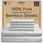 Bambaw King Sheet Set 6pcs – 100% Viscose Derived from Bamboo Sheets King Size Deep Pocket, Fits Up to 16'' with Elastic Corner Straps, Soft Cooling Sheets for Hot Sleepers (Moonlight Gray)
