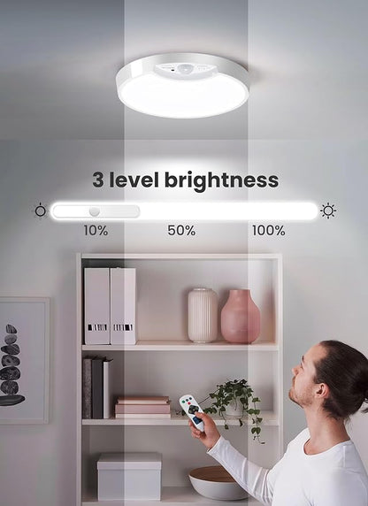Homelist Rechargeable Ceiling Light Motion Sensored, Battery Operated Lights with Remote, Wireless Ceiling Light for Closet, Stairs, Shower, Bathroom, Bedroom, Hallway, Garage, Porch, Shed-2 Pack