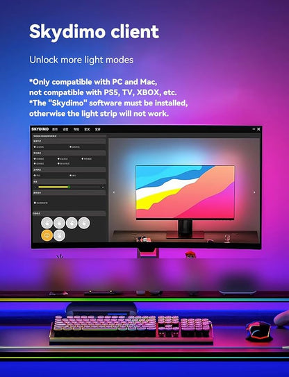 Monitor LED Backlights for PC & Mac, LED Strip Light Sync with Screen Color/Music, Computer Light Bar Behind Screen, LEDs for Desk Gaming, USB Port, Software Control, G100 (4-Side 32inch)