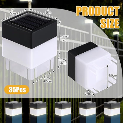 Tujoe Solar Post Cap Lights Fence Post Solar Lights 2in x 2in (5cm x 5cm)(Warm Yellow,30 Pack)