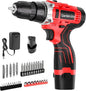 Drill Set 12V Cordless Electric Drill Driver Set,Powerful Lightweight Portable Rechargeable Screwdriver Accessories,2 Batteries 2-Speed 24+1 Position Wood/Wall Drilling Screw Driving women DIY Tool