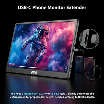 QQH Portable Monitor, 15.6" Portable Travel Monitor for Laptop 1080P FHD IPS Second Screen, Gaming Monitor, USB C HDMI External Monitor Display for Computer Phone PC PS4 PS5 Xbox Switch (Z1-9-G)
