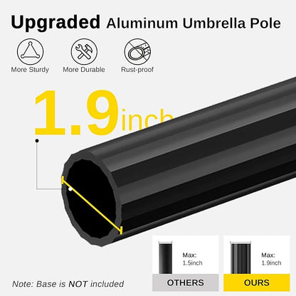 EAST OAK Patio Umbrella, 9 ft Outdoor Table Umbrella with 40 LED Solar Lights and 8 Ribs, 1.9inch Aluminum Pole, UPF 50+ Fade Resistant and Push Button Tilt for Deck and Poolside, Tan