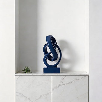 WUBIANJIE Modern Abstract Knot Sculpture, Artistic Mobius Inspired Resin Decor, Elegant Home and Office Decor, (Blue)