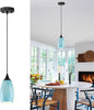 ANYLOVE Vintage Art Blue-Gold Pendant Lighting,1-Pack Hand Glass Hanging Light Fixture,Adjustable Cord for Kitchen,Hallway,Dining Room