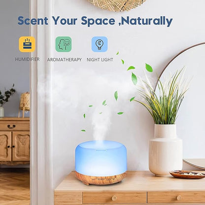 Ultrasonic Essential Oil Diffuser: 500ml Aromatherapy Humidifier Remote Control Large Room - Fragrance Water Vaporizer Aroma Scent Air Mister with Light & Timer Bedroom Office, Black