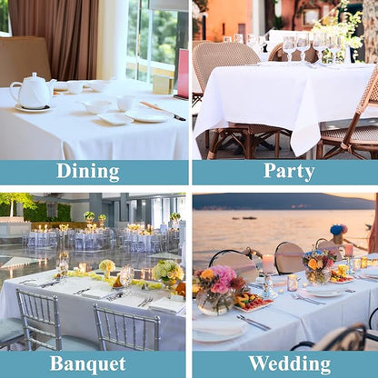 VidaFete 1 Pack Tablecloth 90 * 132inch Rectangle Table Cloth Polyester, Stain Wrinkle Resistant Polyester Dining Table Cover for Kitchen Dinning Party Wedding Tabletop Buffet Decoration(White)
