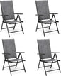 MFSTUDIO Patio Folding Chairs Set of 4, Outdoor Patio Dining Chairs, Portable Grey Sling Patio Chairs, 7 Levels Adjustable Sling Back Chairs for Backyard Lawn Garden