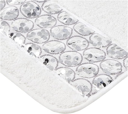 Zahari Home Sinatra Modern Bathroom Rug Classic Luxury Bath Rug Contemporary Decor Stylish Bath Mat for Shower Unique Design White Bathroom Rug Bath Shower Tub Decor Bling