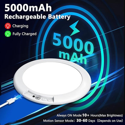 maylit 2 Pack Rechargeable Ceiling Lights, Motion Sensor Lights No Wiring, Wireless Closet Lights Battery Operated, for Bathroom Laundry Room Kitchen Porch Stair Hallway Shower Pantry Garage