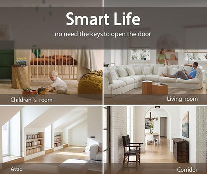 【WiFi-Free】 4-in-1 Smart Fingerprint Door Knob Lock(Fingerprint/Code/IC Card/Key), No App Required, Door Locks for Bedrooms & Offices, Biometric Thumbprint Door Knobs with Code & Keypad, Auto Lock