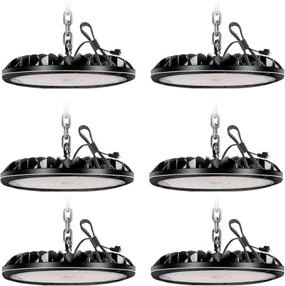 200W 20000LM UFO LED High Bay Light, Non-Dim High Bay LED Shop Light, 6000K Commercial Lights, IP65 Waterproof Industrial Bay Lighting for Shop/Garage/Warehouse/Workshop/Factory/Barn, 6 Pack