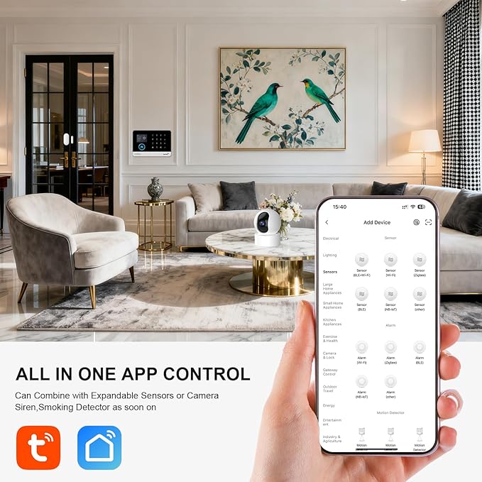 LWOHSI WiFi Home Security Systems,Wireless Alarm System with Door Window/Motion Sensors,Loud Siren,GSM 4G /SMS/Tuya APP Alerts,Compatible with Alexa and Google,NO Monthly Fees (A103F-US-E)