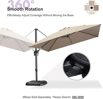 PURPLE LEAF 10 Feet Patio Umbrella Outdoor Cantilever Square Umbrella Aluminum Offset Umbrella with 360-degree Rotation for Garden Deck Pool Patio Taupe