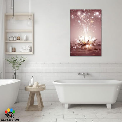 Zen White Lotus Flower Canvas Wall Art, Water Lily Bloom Picture, Lotus Flower Canvas Art Print, Calm Relax Poster, Meditation Spiritual Zen Flower Print for Yoga Spa Spiritual Room 28x40 inch
