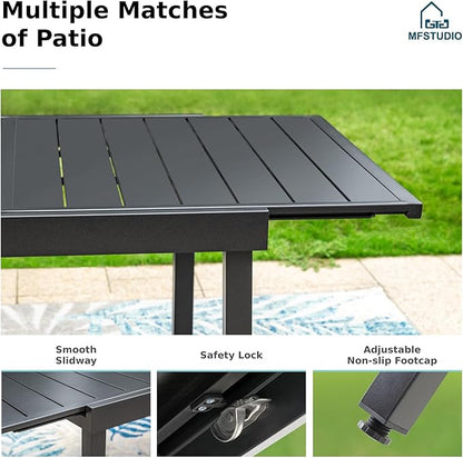 MFSTUDIO Patio Table and Chairs Set, Patio Dining Set for 8 Persons, 9 Piece Outdoor Dining Set with Swivel Chairs, Metal Outdoor Patio Furniture Set for Deck Backyard Poolside Garden
