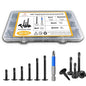 180 PCS #8 Self-Tapping Screws Assortment Kit with Driver,410 Stainless Steel Black Galvanized Pan Head Self Drilling Screws in 6 Sizes(1/2", 5/8", 3/4", 1", 1-1/4", 1-1/2")