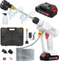 6L/min Cordless Pressure Washer, 18 bar Portable High Pressure Electric Washer with 2 Batteries, 6 in 1 Nozzle Cordless Battery High Pressure Washer, Sprays 6-10m Away, for Car/Floor/Patio Cleaning