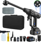 Cordless Pressure Washer 1450 PSI, Cordless Power Washer Gun, 2 4.0Ah Battery Power Washer, Handheld Portable Pressure Washer Battery with 6-in-1 Nozzel for Car/Floor/Fence/Sidewalk, Black
