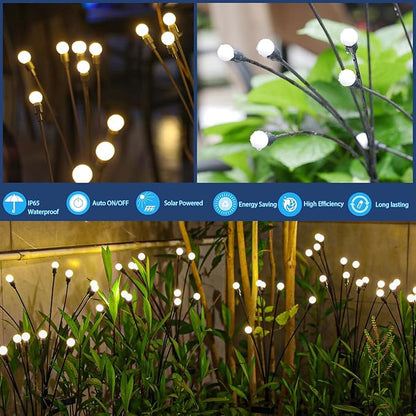 TONULAX Solar Garden Lights - Upgraded Solar Swaying Light, Sway by Wind, Outdoor Lights, Yard Patio Pathway Decoration, High Flexibility Iron Wire & Heavy Bulb Base, Warm White(6 Pack)