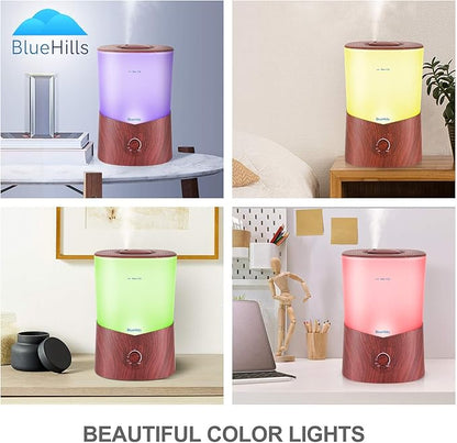 BlueHills Premium 3000 ML Set of 2 Extra Large Essential Oils Diffusers for Big Rooms High Mist Output XL Capacity Adjustable Cool Mist Great Gift – Value Pack of 2 Dark Wood Grain and White