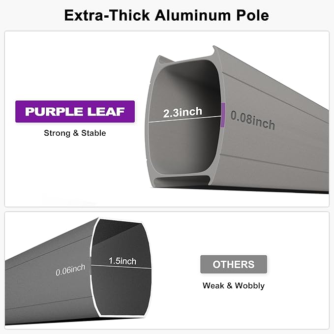 PURPLE LEAF 10FT Patio Umbrella with Base Cantilever Umbrella Square Outdoor Offset Umbrella with Champagne Frame and 360° Rotation for Garden Deck Pool, Grey