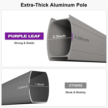 PURPLE LEAF 10FT Patio Umbrella with Base Cantilever Umbrella Square Outdoor Offset Umbrella with Champagne Frame and 360° Rotation for Garden Deck Pool, Grey