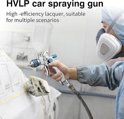 HVLP Spray Gun Kit with 1.4/1.7/2.0/2.5mm Nozzles, Professional Car Paint Spray Gun Wall Repair Furniture Refinishing Painting Gun, Gravity Feed Paint Sprayer Gun (Blue-1.4/1.7/2.0/2.5mm)