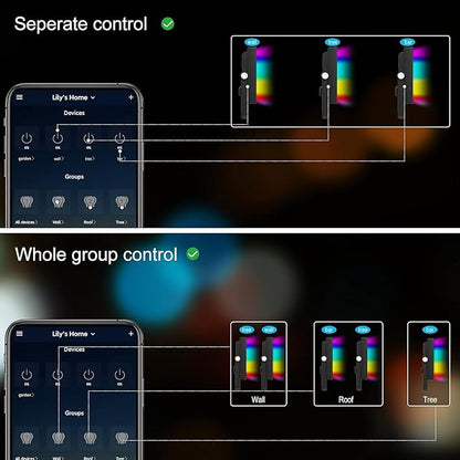 MEIKEE 42W Wall Washer Lights, RGBCW Smart APP Waterproof Outdoor LED Strip Light Bar, RGB Color Changing Dimmable DJ Stage Lighting for Christmas Halloween Birthday Party 4 Pack