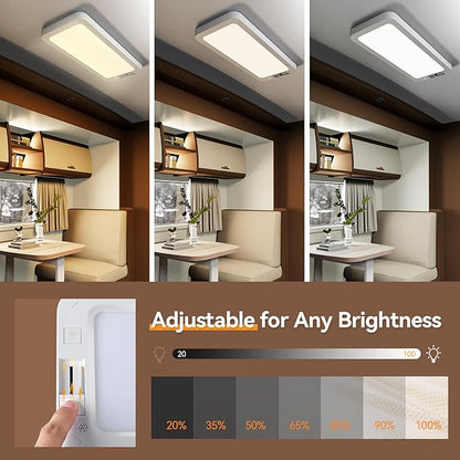 LILTSDRAE RV Lights Interior 1700LM，3 Color 12V Volt Led Light, Super Bright 120 LEDs Dome Light Fixture for RV Accessories/Camper/Car/Trailer/Boat (Frosted Finish/(Cold +Warm+Natural Light) 2PCS)
