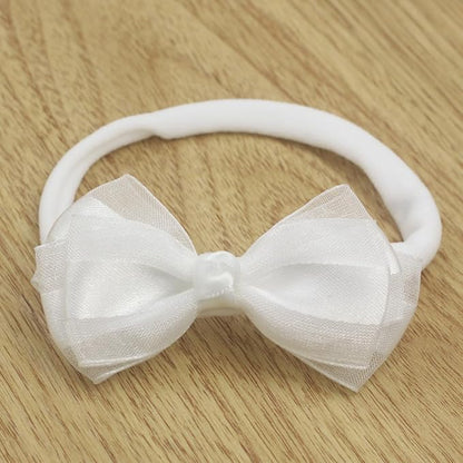 Handmade White Pearl Newborn Headband Baby Girl White Bow HairBand Baptism Headbands Set