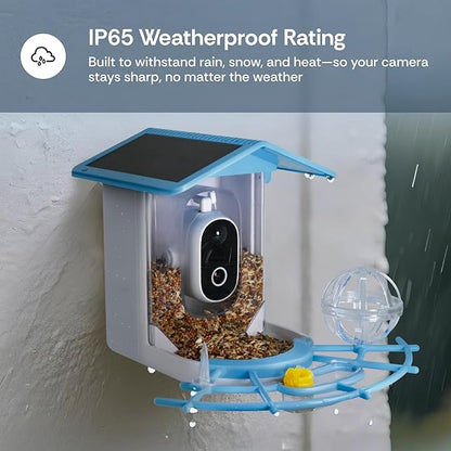 Luna Smart Bird Feeder with Camera, Enhanced AI Birds Species Identification, 2K HD Video, Instant Arrival Alerts, Solar Powered, Weatherproof Design for Birdwatching, Ideal Gift for Bird Lovers
