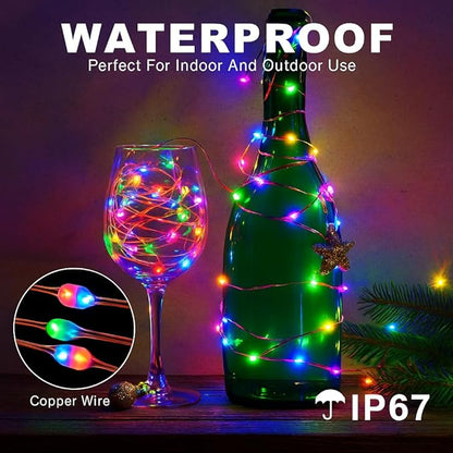 Fairy Lights 66ft 200 LED USB Twinkle String Light Plug in Silver Wire Lights with Remote and Timer 8 Modes Outdoor Waterproof Starry Lights DIY Party Wedding Christmas Decoration（Multicolor）