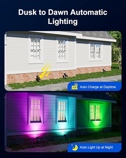 4 Pack Christmas Color Change Solar Spotlights Outdoor Waterproof Led Landscape Spot Lights Uplighting for Gingerbread Man, Snowman, Reindeer, Decorations, Holiday Ambient Lighting Lawn, Yard, Garden