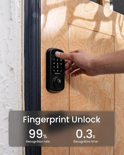 DESLOC Smart Door Lock B200, Smart Deadbolt Lock, Keyless Entry Door Lock, Fingerprint Smart Lock, Smart Locks for Front Door, App Control, Touchscreen Keypad Deadbolts,12-Month Battery, BHMA Grade3