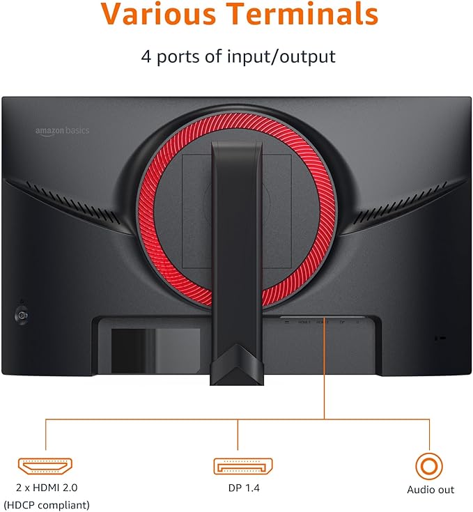 Amazon Basics 24 Inch (23.8 inch viewable) Gaming Monitor, FHD 1080P, 165Hz, VESA Compatible, Adaptive sync, 1ms Response, Black