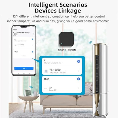 Smart WiFi Temperature Humidity Sensor, Wireless Thermometer Hygrometer, Built-in Clock and Time Display,Smart Temperature Humidity Monitor withTuya App,Compatible with Alexa,Google Home,Siri (White)