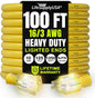 100ft Outdoor/Indoor Extension Cord 16/3 Gauge Heavy Duty 3 Prong SJTW, Waterproof, Flexible Cold-Resistant Long Power Cord,10A 125V 1250W, Yellow by LifeSupplyUSA