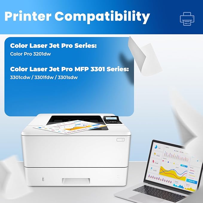 218A Toner Cartridges 4 Pack Color Laser Jet Pro 3201, MFP 3301 (with CHIP) Compatible for HP 218A 218X Toner Cartridge | HP218A HP218X Works with Color Laser Pro 3201dw MFP 3301fdw 3301sdw 3301cdw