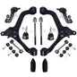 Detroit Axle - Front Lower Control Arms w/Ball Joints + Inner Outer Tie Rods & Boots + Sway Bar Links Replacement for 2002-04 Je
