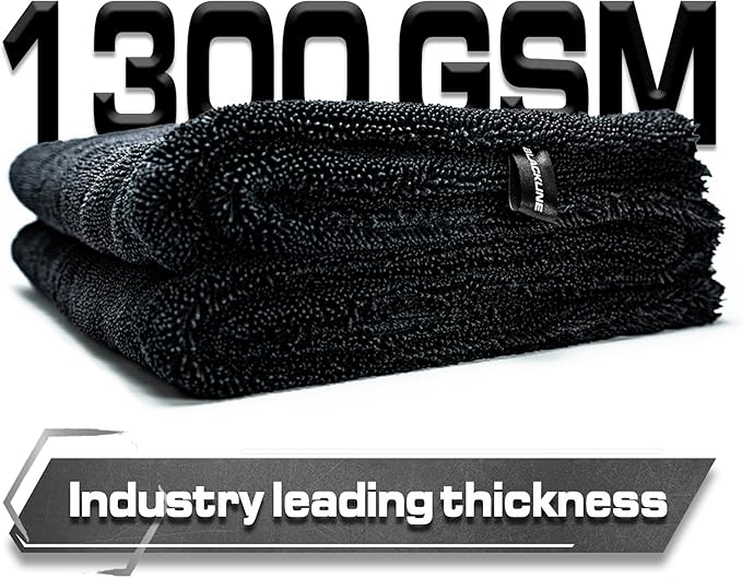 Blackline 24"x36" Twisted-Loop Drying Towel, 1300GSM, Streak Free, Lint Free, Reusable - Car Accessories, Bath Towels, Microfiber Cleaning Cloth - One Pass is All You Need
