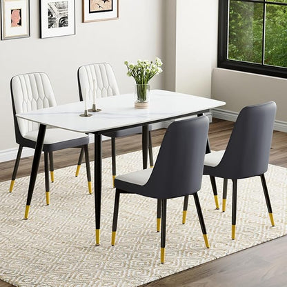 50'' Dining Table Set for 4, Dining Room Sets for 4, Sintered Stone Dining Table Chairs Set of 4, Easy to Assemble，Suitable for Small Spaces