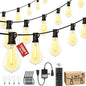 100FT Outdoor String Lights Waterproof with 64+4 Bulbs (1.5FT Bulbs Spacing), Remote & Dimmer, Commercial Patio String Lights with 3 Mode Light & Timing, 100PC Mounting Ties for Outside