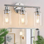 Zarbitta 3-Light Bathroom Light Fixtures, Chrome Bathroom Wall Light with Clear Glass Shade, Bathroom Wall Lamp for Mirror Kitchen Living Room Hallway Cabinet