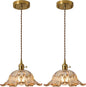 2 Pcs/Package Amber Glass Pendant Light Fixtures,Vintage/Antique Champagne Gold Pendant Lights Kitchen Island over Sink/Table,Orange Pendant Glass Chandelier for Bedroom Hotel Dining Room Hanging Down