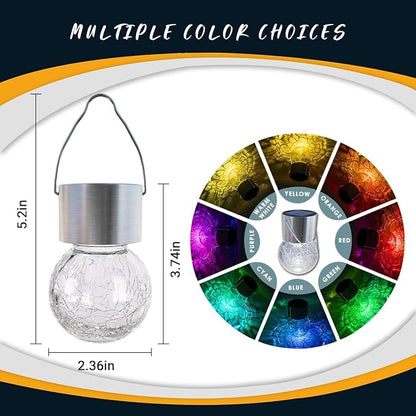 GIGALUMI Solar Lights Outdoor Waterproof, 12 Pack Solar Hanging Lights Garden Decor, Gifts for Women, Solar Outdoor Lantern Waterproof Cracked Glass for Yard, Fence, Tree(Color Changing)