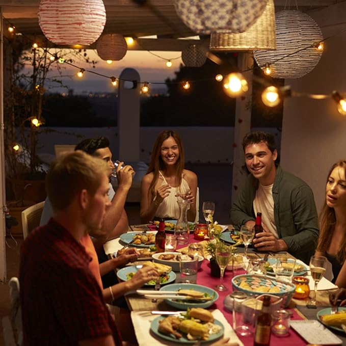 Outdoor String Lights, 150FT Patio Lights with 75 Shatterproof G40 Globe Bulb(3 Spare), Waterproof Connectable Dimmable LED Hanging String Lights for Outside Backyard Porch Balcony(2x75FT)