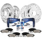 Detroit Axle - Brake Kit for Infiniti I35 Nissan Maxima Drilled and Slotted Brake Rotors Ceramic Brakes Pads Front and Rear Repl