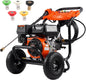 VEVOR Gas Pressure Washer, 3500 PSI 2.6 GPM, Gas Powered Pressure Washer with Aluminum Pump, Spray Gun and Extension Wand, 5 Nozzle Set, for Cars, Fences, Homes, Driveways, Patios Furniture Horizontal